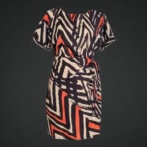 Ladies Small Midi Dress with Wrapped Tied Waist Detail and Cuffed Sleeve